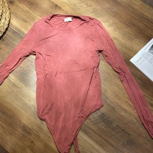 Aritzia Pink Long Sleeve Bodysuit
